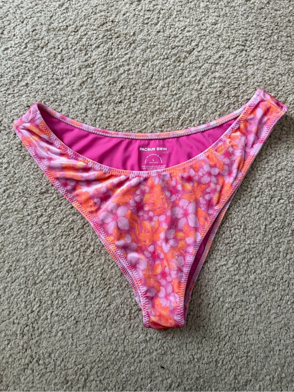 PacSun velvet high cut Floral Pink & Orange Bikini Bottom